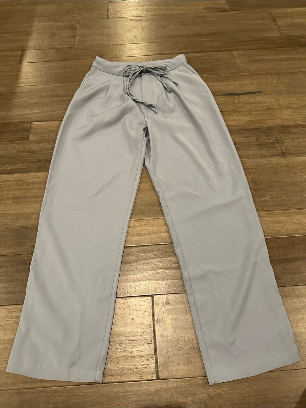 Halara light blue polyester & elastane pants with tie waist, size S #halara BNWT